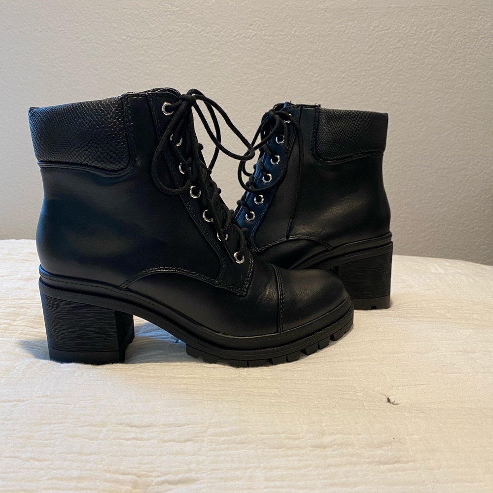 Size 8.5 Black Heeled Combat Boots